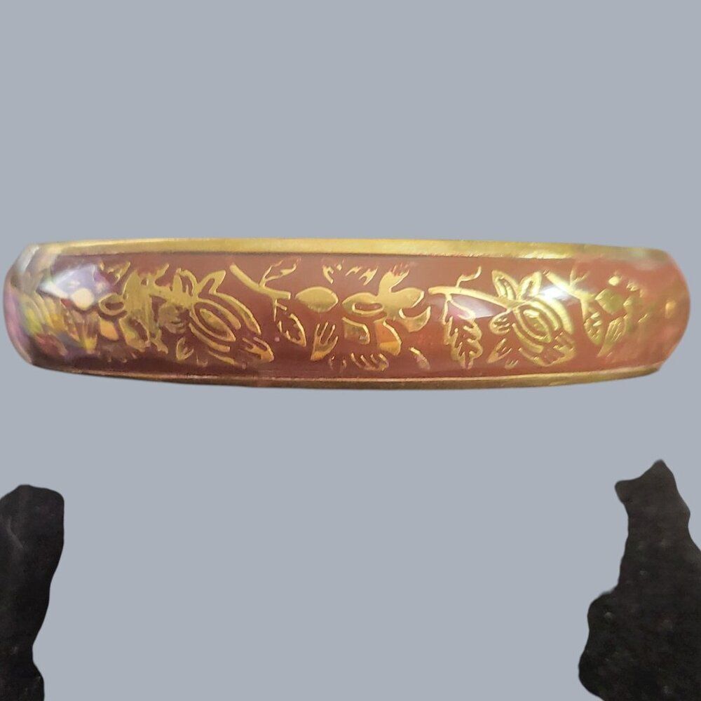 Vintage Indian Brass Floral Bangle Bracelet